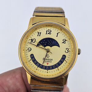 VTG Armitron Moon Phase Watch 32MM NOT WORKING CORRECTLY SELLING FOR PARTS AS IS